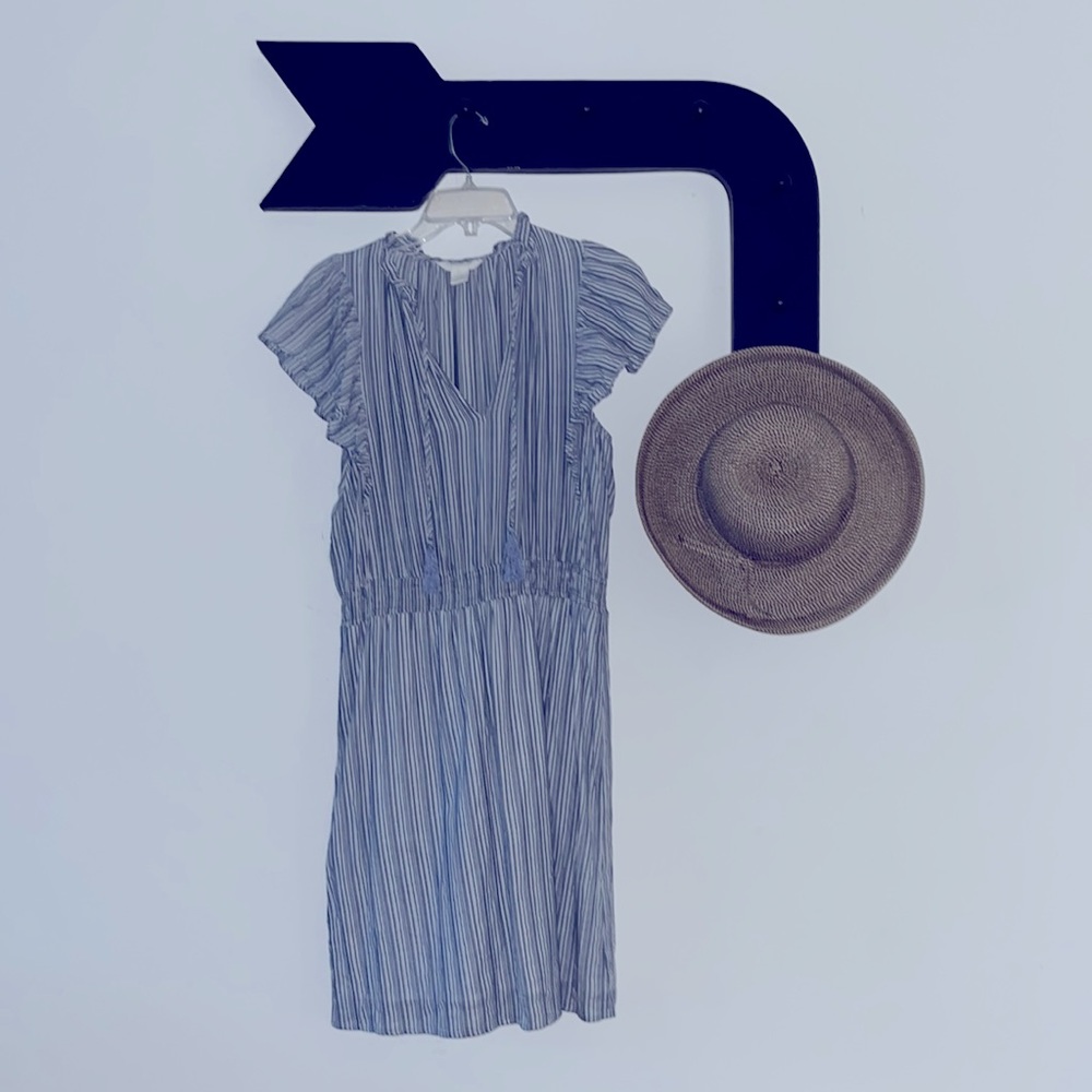 H&M Blue & White Stripe Dress – Fluffier Sleeves, Size 4